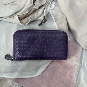 Bottega Veneta Purple Woven Leather Wallet